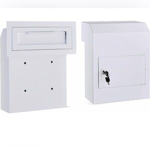 White Wall-Mounted Mailbox drop box with Lock